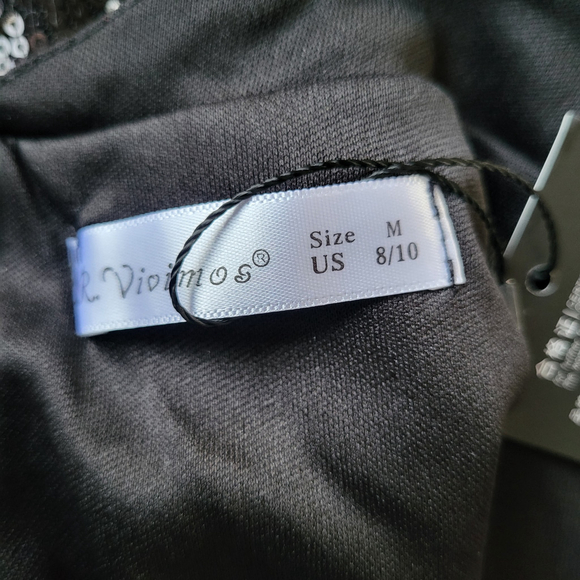 Women’s Black Sequin Mini Dress – R. Vivimos – Size M (8/10) – NWT - Picture 9 of 11